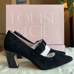Louise et Cie heels NEW!! Black smooth suede leather Size 5.5